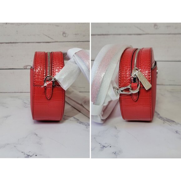MICHAEL Michael Kors Jet Set Glam Leather Crossbody Bag BRIGHT RED - Picture 7 of 9
